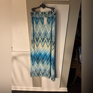 Saint Tropez West Blue Zig Zag Patterned Maxi Skirt NWT Size 4